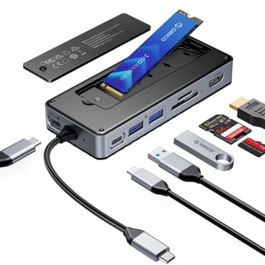 Station d'accueil Orico 8-en-1 USB C avec Boîtier SSD M.2 (Vendeur tiers - via remise panier) - Amazon