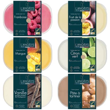 Sélection de glaces artisanales L’angélys en promotion - Ex: Sorbet Plein Fruit L'Angélys Mangue - 500g (via 1,37 € en ticket E.Leclerc) - Leclerc Drive