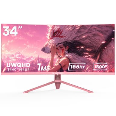 Écran PC Incurvé 34" Great voell - Rose, UWQHD 3440×1440, 1 ms, 165 hz (Vendeur Tiers) - Amazon
