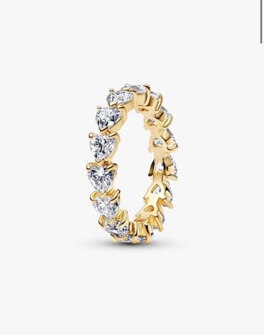 [Membres Pandora] Bague Couronne de Cœurs Incolores - Métal doré à l'Or 14 carats, Plusieurs tailles disponibles - Pandora