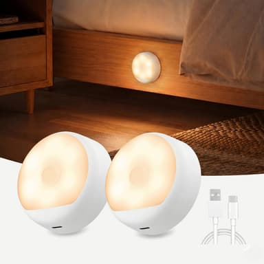 Lot de 2 veilleuses Yeelight rechargeables à détecteur de mouvement - blanc chaud, 750 mAh (Via Remise Panier - Vendeur Tiers) - Amazon