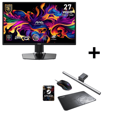 Écran PC 27" MSI MAG 272QP QD-OLED X24 - WQHD (16:9), 240 Hz, 0,03 ms, Adaptive Sync + Pack Ultimate (10€ steam, barre lumineuse, ...) - MSI