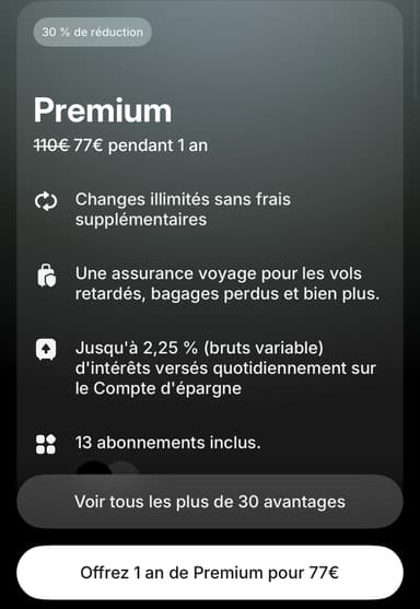 [Clients Revolut] 30% de réduction sur les abonnements annuels Premium, Metal et Ultra (via l'option Cadeau) - Ex: Abo annuel Premium - Revolut
