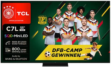TV 55" TCL 55C7L 4K SQD-Mini LED - 144Hz VRR 288Hz, 2700 nits, 800 zones, Audio Bang & Olufsen, Google TV - JoyBuy