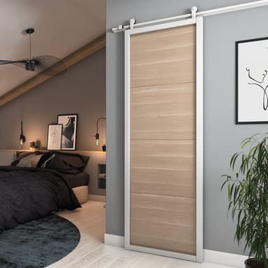 Porte Coulissante Scandi bois chêne blanc - H.204 x l.73 cm - Leroy Merlin