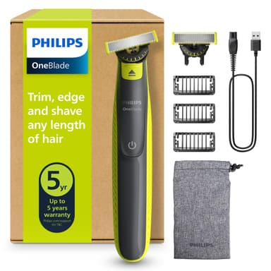Tondeuse et rasoir à barbe électrique Philips OneBlade 360 - 2x 360 lames, 3x peignes à barbe (1,3,5mm), QP2724/31 - Amazon