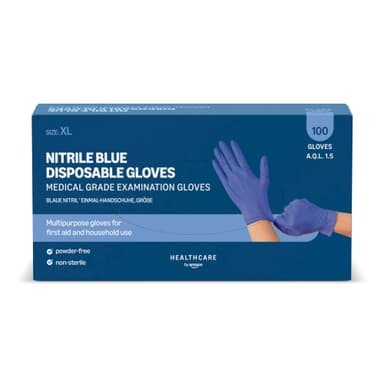 Blue Disposable Nitrile Gloves, Powder-Free, Latex-Free, Pack of 100 - S / M / XL - Amazon