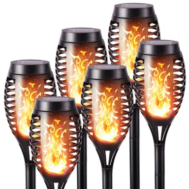 Geemoo 6 Pack Solar Flickering Waterproof Flame Solar Torch Lights - Sold by Geemoo / FBA - Amazon