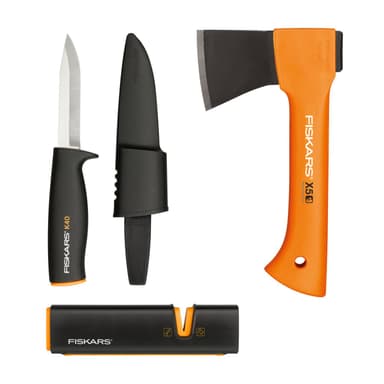 Fiskars Stove Set, Leisure Axe X5-XXS, 23cm, Xsharp Axe & Knife Sharpener, Ceramic Sharpening Head, Universal Knife K40, incl. Quiver - Amazon