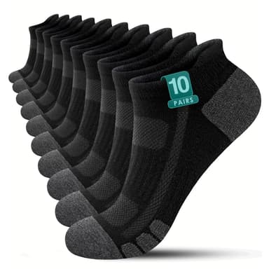 YouShow Cotton Trainer Socks 10 Pairs, Arch Support, Anti-Blister, Non-Slip, Oeko-Tex, Various Colours & Sizes, Sold by YouShow Store / FBA - Amazon