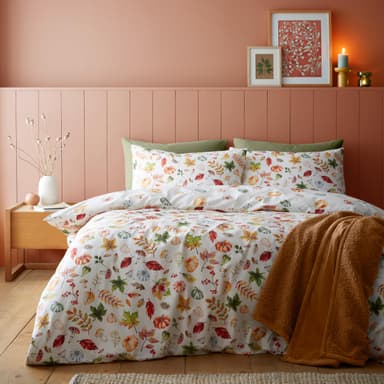 Catherine Lansfield Autumn Pumpkins Reversible Double Duvet Cover Set with Pillowcases, Orange - Amazon