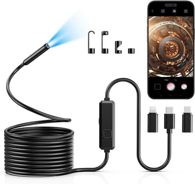 Vorth Endoscope Inspection Camera, 1920P HD Borescope with 8 LED Lights, 5M Sold by VorthDirect / FBA - Amazon