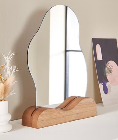 Pebble Fluid Mirror On Wood Base - Free C&C - George At ASDA