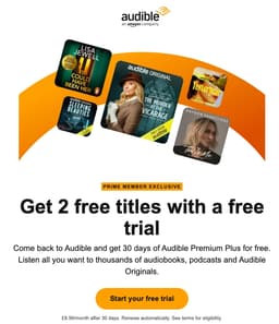 Audible Premium Plus - Get 2 free titles with a free trial (Prime Exclusive)