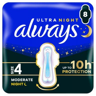 Free pack of Always Ultra Sanitary Towels Moderate Night Size 1-5 via Asda rewards (online & in store) - Selected Accounts - ASDA Groceries