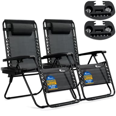 SUNMER XXL Sun Lounger Extra Wide Garden Chairs - Extra Wide Set of 2 Zero Gravity Chairs with Cup - Sold and Shipped by NETTA Direct - Amazon
