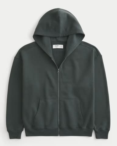 Hollister Men’s Boxy Zip Up Hoodie (Shadow Green / Sizes S-XXL) - Member Price + Free Click & Collect - Hollister