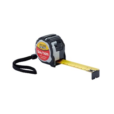 Fit For The Job 5m Tape Measure | Soft Grip Auto Lock Retractable Measuring Tape Metric Measurements, Wrist Loop and Belt Clip - Amazon