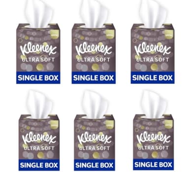 6 x Kleenex Ultra Soft Facial Tissues - Single Cube Tissue Box (£3.36 with max s&s) - Amazon