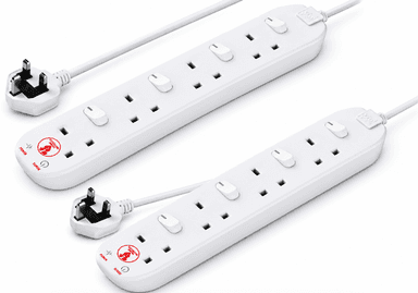 2 x Masterplug Four Socket Extension Lead, 2m Cable, Individual Switches, 4-Way (£6.65 Each) Sold By Amazon Via Haul - Amazon
