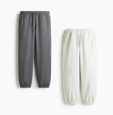 Men's Relaxed Fit Cotton Blend Sweatpants | White / Grey | S - XXL - Free Click & Collect - H&M