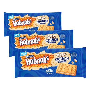 McVitie's Hobnobs Oaty Crunch Creams Milk Flavour Biscuits, Sweet Sandwich Snack for Sharing, 100 g (Pack of 3) - Amazon