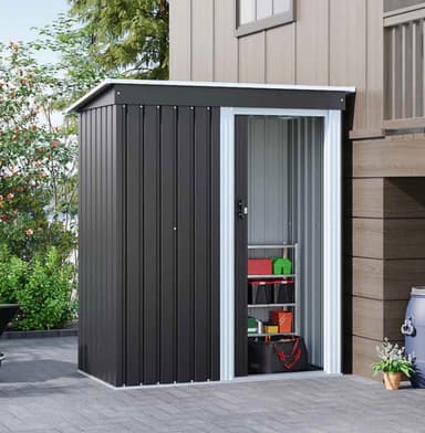 Roomy Lockable Metal Storage Shed 164x88x182cm Anthracite - Robert Dyas