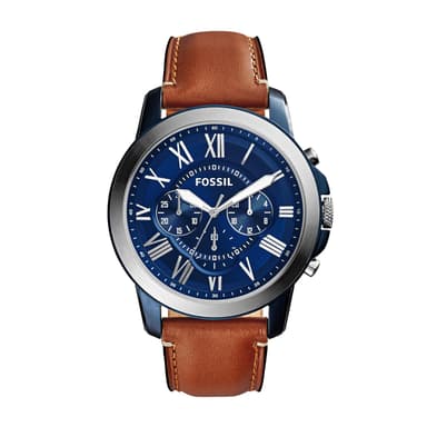 Fossil Watch for Men Grant, 44mm case size, Quartz Chronograph movement, Genuine Leather strap - Amazon