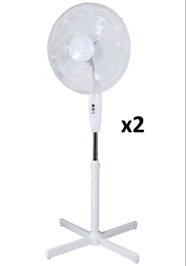 2 x PRO ELEC PEL01924 16" Pedestal Fan ( White ) - CPC Farnell