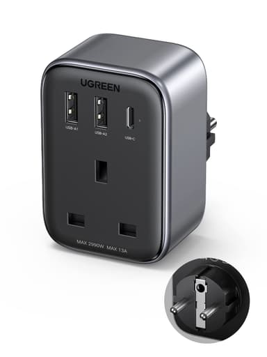 UGREEN UK to European Plug Travel Adapter USB C GaN Fast 4-in-1 - Sold by UGREEN GROUP LIMITED UK / FBA - Amazon