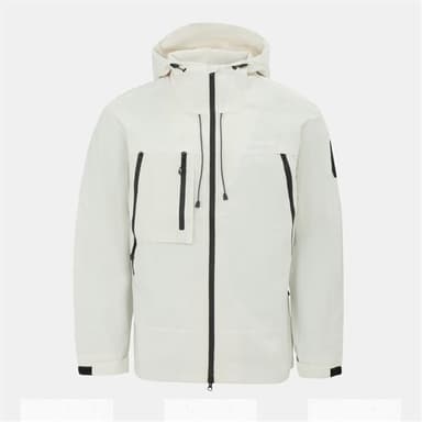 Firetrap Men's Windproof Hooded Long Sleeve Windbreaker - Beige - Studio