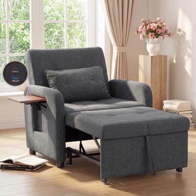 COLAMY Compact Recliner Armchair with USB Port & Side Table - Dark Grey - Amazon