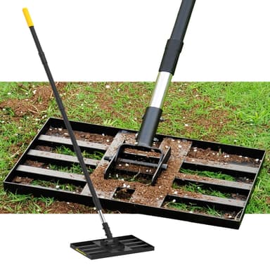 Lawn Levelling Rake, 43x25cm Lawn Leveller with 204cm Long Handle, Heavy Duty Sand & Top Soil Spreader - BlumeTrec FBA - Amazon