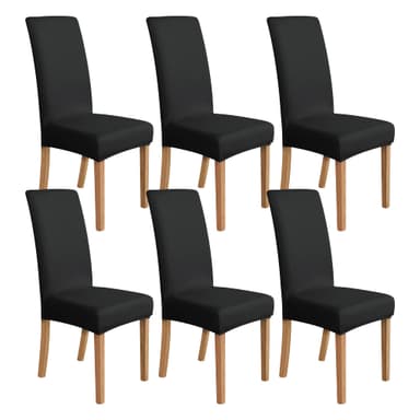 Amazon Basics Stretch Dining Chair Covers, Set of 6, Black, Solid - Amazon