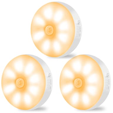 Motion Sensor Lights Indoor Rechargeable Wireless Wall Light LED, 6000K - 3 Pack - Amazon