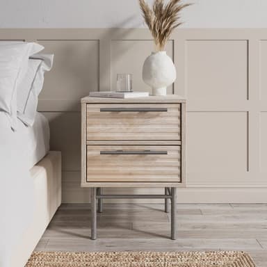 Bryant 2 Drawer Bedside Table - Colour Whitewash - Free C&C - Dunelm