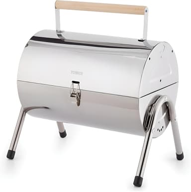 Tower Portable Barrel Grill with Wooden Carry Handle, Compact Design, Safety Locking Mechanism, Stainless Steel W/Voucher - Amazon
