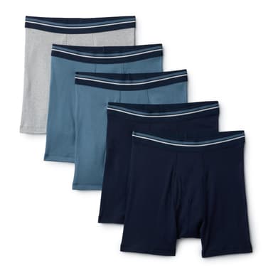 Amazon Essentials Men's Breathable Cotton Boxer Brief Pants, Tag-Free, Pack of 5 - XS / S / M / L / XXL - Amazon