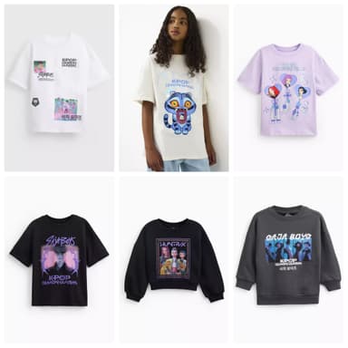 Kids KPop Demon Hunters White, Cream, Lilac, Black T-Shirt / Charcoal Sweatshirt £3.60 / Grey Sweatshirt £3.90 + Free C&C - Argos