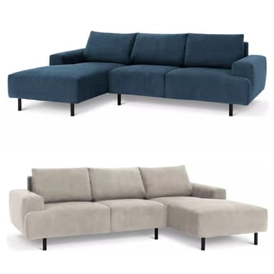 Habitat Julien Velvet Left Hand or Right Hand Corner Chaise Sofa - Navy / Natural - Argos