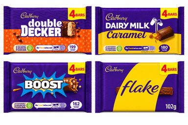 Cadbury Double Decker / Dairy Milk Caramel / Flake / Boost Chocolate Bars 4pk - S&S £1.42 / £1.28 - Amazon