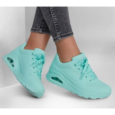 Skechers Women's Low Top Classic Trainers, Mint / Yellow - Size 3 Only - Frasers