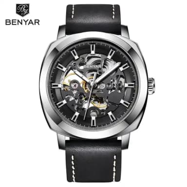 Benyar 5121 Men's Automatic Mechanical Watch – Genuine Leather, Hollow-Out, 30M Waterproof Welcome deal @ Guangzhou Taihe Watch Co., Ltd - Alibaba