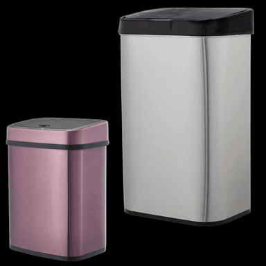 Amazon Basics Automatic Stainless Steel Rectangular Dustbin, 12 litre, Burgundy (Stainless Steel 60L £50.11) - Amazon