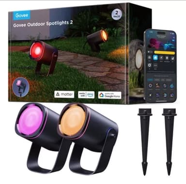 GOVEE H7093 Smart Outdoor Spotlights 2 - Pack of 2 - Currys