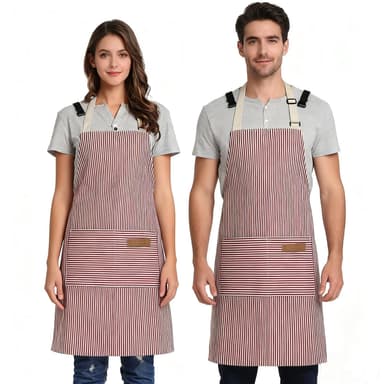 2 Pack Red/White Unisex Adjustable Bib Apron with Pockets SB Yulinglong-UK FBA (Blue/White £3.99) - Amazon