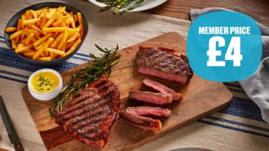 2 ranch steaks + skinny or sweet potato fries - £4 members / £5 non members - Co Op