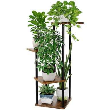 Bamworld Plant Stand Indoor Metal Plant Shelf for Multiple Plants, 4 Tier-Brown - Sold by Bamworld / FBA - Amazon