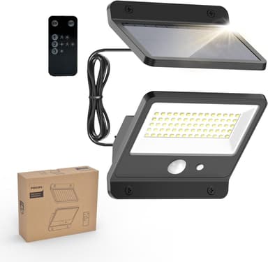 Philips Solar Security Outdoor LED 6500K, Flood w/PIR Motion Sensor, Remote Control w/16ft Cable, (2 Pack £24.99) Sold By Favourline-UK/FBA - Amazon