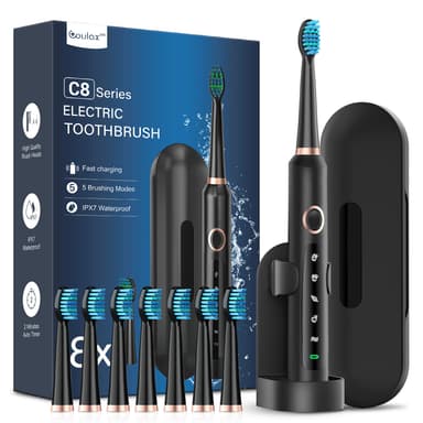 Coulax Pro Sonic Electric Toothbrush with 8 Replacement Heads and 5 Brushing Modes - Amazon